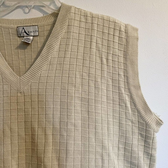 Vintage 2XLT Paulo Avanti Sweater Vest Cream Acrylic V Neck 1980s Lightw… - Picture 2 of 5